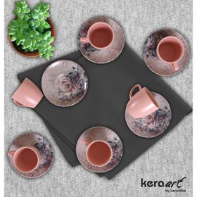 Keramika Mat Renkli 6 Kişilik 12 Parça Kahve Fincan Takımı