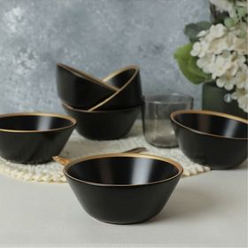 Keramika Mat Siyah Hitit 14 cm 6 Adet Çorba Kasesi