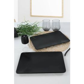 Keramika Mat Siyah Kayık 2 Adet 33x21 cm Tabak