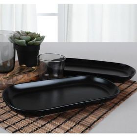 Keramika Mat Siyah Noyan 30 cm Kayık Tabağı