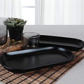 Keramika Mat Siyah Noyan 30 cm Kayık Tabağı