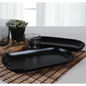 Keramika Mat Siyah Noyan 30 cm Kayık Tabağı