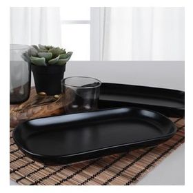 Keramika Mat Siyah Noyan 30 cm Kayık Tabağı