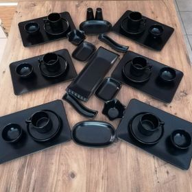 Keramika Mat Siyah Renk Siera 35 Parça 6 Kişilik Kahvaltı Takımı