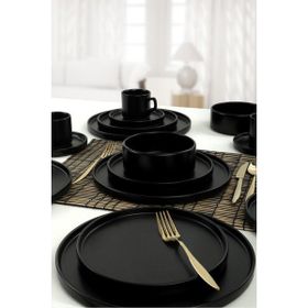 Keramika Mat Siyah Yemek 20 Parça 4 Kişilik Kahvaltı Takımı