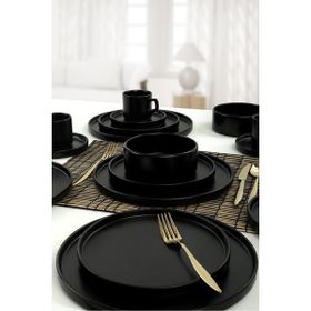 Keramika Mat Siyah Yemek 20 Parça 4 Kişilik Kahvaltı Takımı