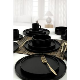 Keramika Mat Siyah Yemek 20 Parça 4 Kişilik Kahvaltı Takımı