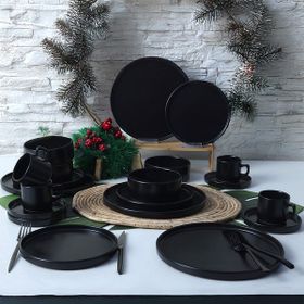 Keramika Mat Siyah Yemek 20 Parça 4 Kişilik Kahvaltı Takımı