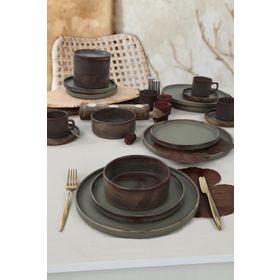 Keramika Mat Toprak Stackable 20 Parça 4 Kişilik Yemek Takımı