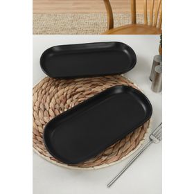 Keramika Noyan Mat Siyah 26 cm 2 Adet Kayık Tabak