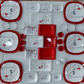 Keramika Peri Masalı Kırmızı 40 Parça Kahvaltı Takımı
