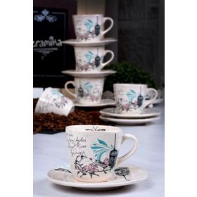 Keramika Retro 6 Kişilik 12 Parça Çay Fincanı Seti
