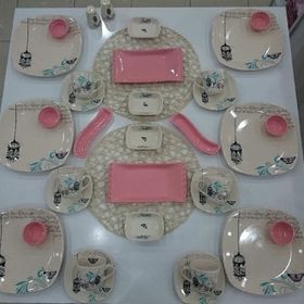 Keramika Retro 6 Kişilik 34 Parça Kahvaltı Takımı