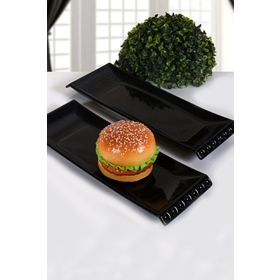 Keramika Selen 2 Parça 33 cm Siyah Kayık Tabak