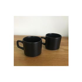 Keramika Siyah Stackable 2'li 8 cm Çay Fincanı