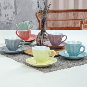 Keramika Soft Rainbow Badem 12 Parça 6 Kişilik Çay Fincan Takımı