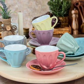 Keramika Soft Rainbow Badem 12 Parça 6 Kişilik Çay Fincan Takımı