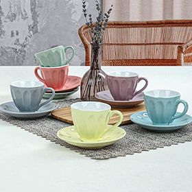 Keramika Soft Rainbow Badem 12 Parça 6 Kişilik Çay Fincan Takımı