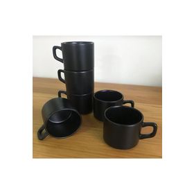 Keramika Stackable Siyah 8 cm Çay/Nescafe Fincanı