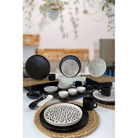 Keramika Stackable Siyah Beyaz 23 Parça 4 Kişilik Kahvaltı Takımı