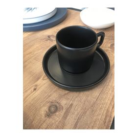 Keramika Stackable Siyah Çay Nescafe Fincanı