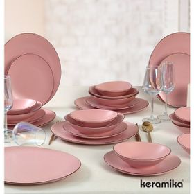 Keramika Stella Mat Pembe 24 Parça 6 Kişilik Yemek Takımı