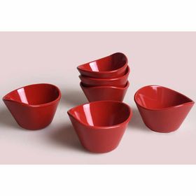 Keramika Tigela Kırmızı Bayrak 6'lı 11 cm Çerezlik