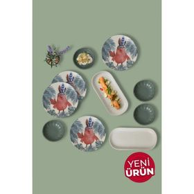 Keramika Tropik Baykuş 10 Parça 4 Kişilik Kahvaltı Takımı