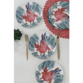 Keramika Tropik Baykuş 21 cm 6 Adet Pasta Tabağı