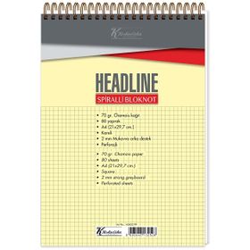 Keskin 145422 Headline A4 Spiralli Sarı Sayfa 80 Yaprak Kareli Bloknot