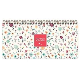 Keskin Color 13x27 cm Krem Çiçekli Haftalık Spiralli Planner