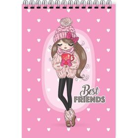 Keskin Color 140101-99 Bloknot Spiralli Best Friends A7 42 Yaprak Kareli 48'li Not Defteri