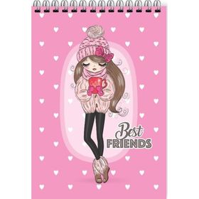 Keskin Color 140101-99 Bloknot Spiralli Best Friends A7 42 Yaprak Kareli 48'li Not Defteri