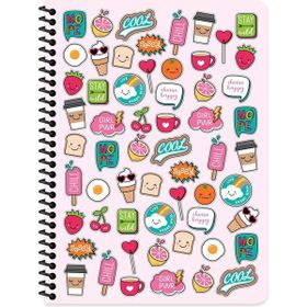 Keskin Color 16,5X22,5 cm 80 Yaprak 2 Kareli + 2 Çizgili Plastik Kapak Spiralli Sweet Fun 4 Adet Defter