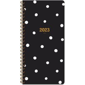 Keskin Color 2023 Spiralli Siyah Puantiye Karton Kapak 8x16 cm Haftalık Cep Ajandası