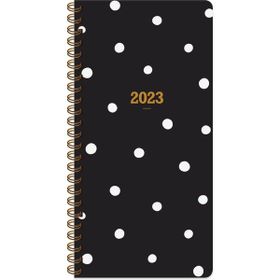 Keskin Color 2023 Spiralli Siyah Puantiye Karton Kapak 8x16 cm Haftalık Cep Ajandası