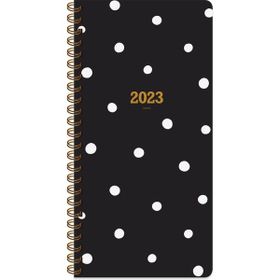 Keskin Color 2023 Spiralli Siyah Puantiye Karton Kapak 8x16 cm Haftalık Cep Ajandası