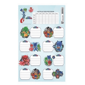 Keskin Color 220130-88 Pj Masks Ders Programlı 3 Yaprak Okul Etiketi