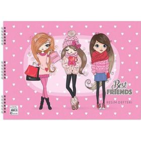 Keskin Color 25x35 cm 15 Yaprak Spiralli Best Friends Resim Defteri