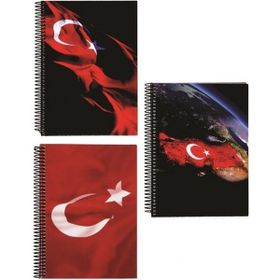 Keskin Color 410792-99 - Renkli Spriralli Sert Kapak Bayrak 17X24 120 Yp Kareli Defter