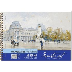 Keskin Color 486005-99 Karatis Art 200 gr A3 40 Yaprak Spiralli Resim Blok Defter