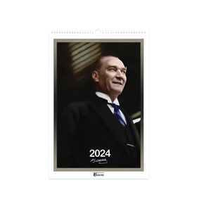 Keskin Color 810520-99 31x43 cm 2024 Atatürk 12 Yaprak Spiralli Duvar Takvimi