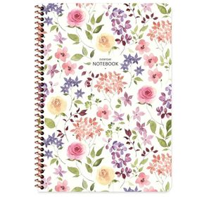 Keskin Color Çiçek Spiralli Beyaz Karton Kapak 80 Yaprak A4 Kareli Defter