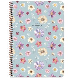 Keskin Color Çiçek Spiralli Mavi Karton Kapak 80 Yaprak A4 Kareli Defter