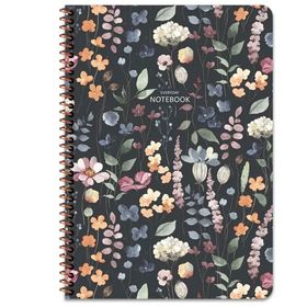 Keskin Color Çiçek Spiralli Siyah Karton Kapak 80 Yaprak A4 Çizgili Defter