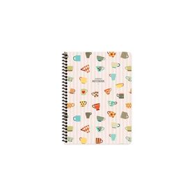 Keskin Color Çizgili 16x22 cm 80 Yaprak Karton Kapak Telli Defter 60 gr Beyaz Sayfa Coffee