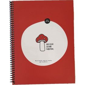 Keskin Color Hisli Şeyler 18,5*25 80 Yaprak Spiralli Kareli Karton Kapak Hafif Kağıt Stickerli - Kırmızı Defter