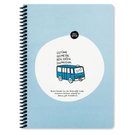 Keskin Color Hisli Şeyler Spiralli Üstüme Gelmeyin Ben Zaten Dolmuşum Karton Kapak 80 Yaprak A4 Çizgili Defter