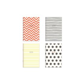 Keskin Color Karton Kapak Hafif Kağıt Mercan 2 Çizgili + 2 Düz 14x20 cm 24 Yaprak 4'lü Defter