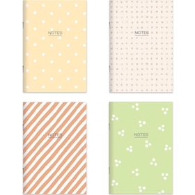 Keskin Color Karton Kapak Hafif Kağıt Mercan 2 Çizgili + 2 Düz 14x20 cm 24 Yaprak 4'lü Defter